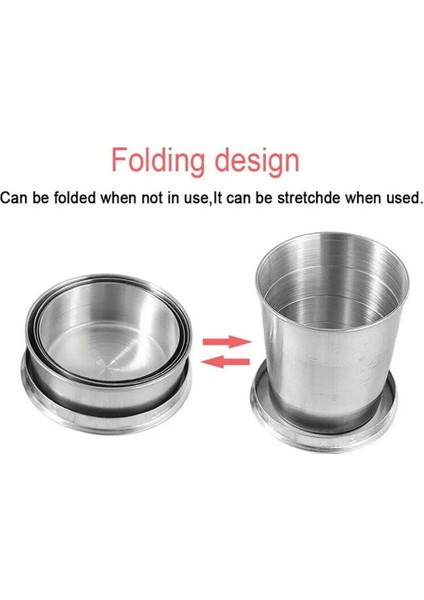250ML 75ML/150ML/250ML/450ML Açık Seyahat Katlanır Katlanabilir Bardak Teleskopik Kupa Paslanmaz Çelik Kahve Handcup Anahtarlık ile (Yurt Dışından) fırsatları