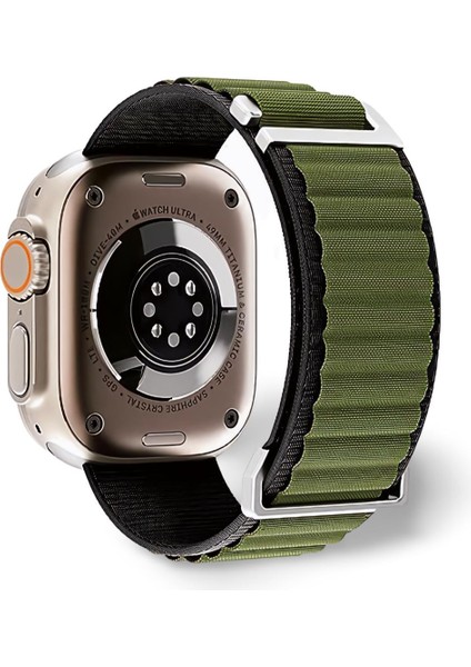 Akıllı Saat Watch için Uyumlu 42MM 44MM 45MM 49MM 1/2/3/4/5/6/se/7/8/ultra Çift Katman Kordon ve Kayışı Siyah(Yeşil)
