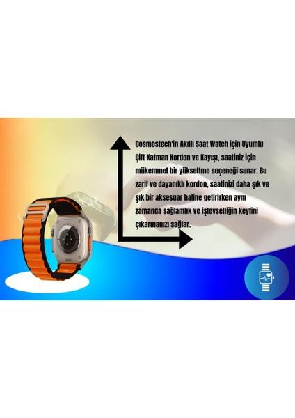 Akıllı Saat Watch için Uyumlu 42MM 44MM 45MM 49MM 1/2/3/4/5/6/se/7/8/ultra Çift Katman Kordon ve Kayışı Siyah(Yeşil) fırsatları