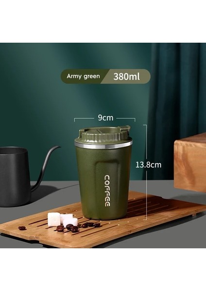 380ML Ordu Yeşil Xiaomi 80/510ML Paslanmaz Çelik Kahve Kupa Sızdırmaz Termos Seyahat Termal Termos Yalıtımlı Bardak Süt Çay Su Şişesi (Yurt Dışından)