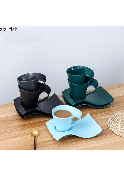 Büyük Bir Kupa Seramik Çay Kahve Kupaları Düz Renk Çay Süt Bardakları 200/250 ml Yaratıcı Ev Masaüstü Şekilli Kahvaltı Bardak Tabakları Süt Kahve Kupaları (Yurt Dışından)