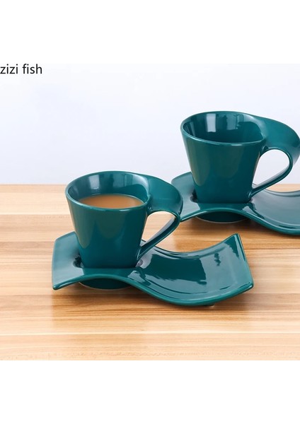 Büyük Bir Kupa Seramik Çay Kahve Kupaları Düz Renk Çay Süt Bardakları 200/250 ml Yaratıcı Ev Masaüstü Şekilli Kahvaltı Bardak Tabakları Süt Kahve Kupaları (Yurt Dışından)