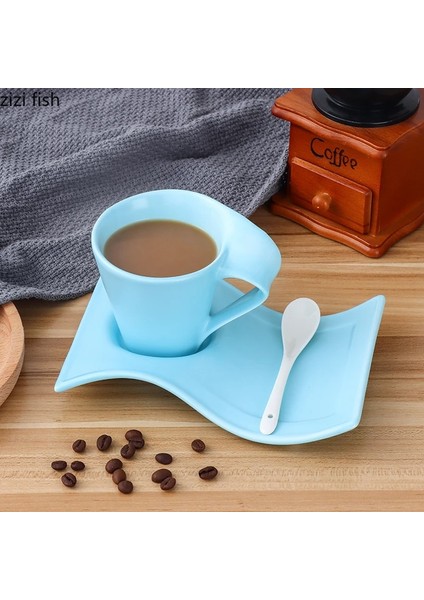 Büyük Bir Kupa Seramik Çay Kahve Kupaları Düz Renk Çay Süt Bardakları 200/250 ml Yaratıcı Ev Masaüstü Şekilli Kahvaltı Bardak Tabakları Süt Kahve Kupaları (Yurt Dışından)