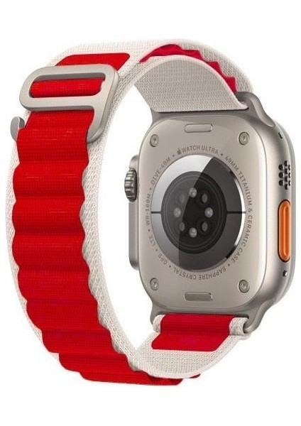 Akıllı Saat Watch için Uyumlu 42MM 44MM 45MM 49MM 1/2/3/4/5/6/se/7/8/ultra Çift Katman Kordon ve Kayışı Beyaz(Kırmızı)