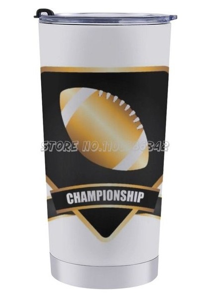 20 Oz Turnuva Rugby, Amerikan Futbolu Altın Seyahat Kahve Kupa 20 Oz Araba Fincan Çay Kahve Su Kupa Mühür Kapaklı Rugby Top Alex Goo (Yurt Dışından)