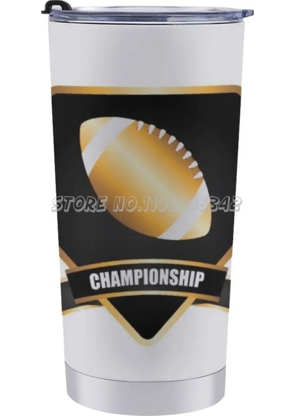 20 Oz Turnuva Rugby, Amerikan Futbolu Altın Seyahat Kahve Kupa 20 Oz Araba Fincan Çay Kahve Su Kupa Mühür Kapaklı Rugby Top Alex Goo (Yurt Dışından)