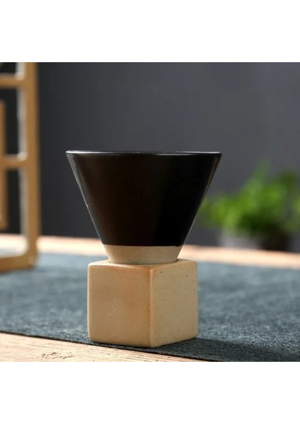 Siyah Kaba Çömlek Çay Bardağı Japon Latte Çekme Çiçek Porselen Fincan Yaratıcı Retro Seramik Kahve Fincanı Ev Yeni Çömlekçilik Kupa 2022 (Yurt Dışından)