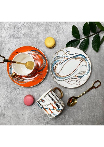 18 200-400 ml Turuncu Kahve Fincanları Tabaklı Yaratıcı Seramik Kupa Çay Için Batı Yemekleri Tam Set Espresso Fincan Okul Öğretmeni Için Hediye (Yurt Dışından)