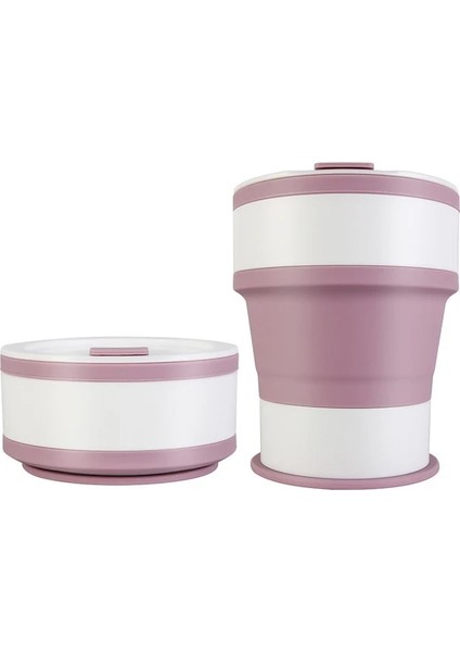 Mor Pembe 550ML 550ML Silikon Bardaklar Taşınabilir Doğa Sporları Su Bardağı Seyahat Kupası Geri Çekilebilir El Fincan Gıda Sınıfı Silikon Katlanır Kahve Fincanı (Yurt Dışından)