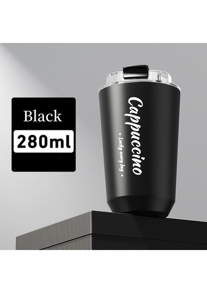 BLACK-280ML 280ML/380ML Paslanmaz Çelik Kahve Kupa Sızdırmaz Termos Seyahat Termal Termos Yalıtımlı Bardak Süt Çay Su Şişesi (Yurt Dışından)