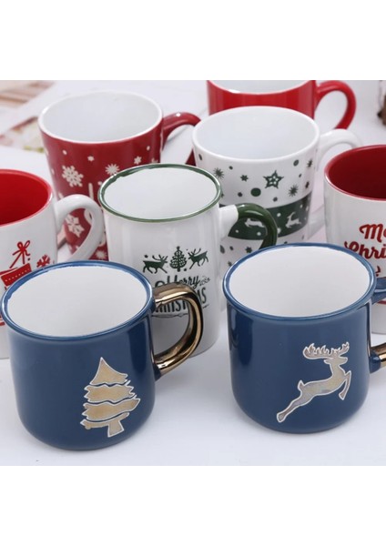 G Noel Seramik Saplı Kupalar El Yapımı Kahve Çay Süt Yulaf Ezmesi Kahvaltı Fincan Sevgililer Günü Noel Drinkware Hediyeler (Yurt Dışından) fırsatları