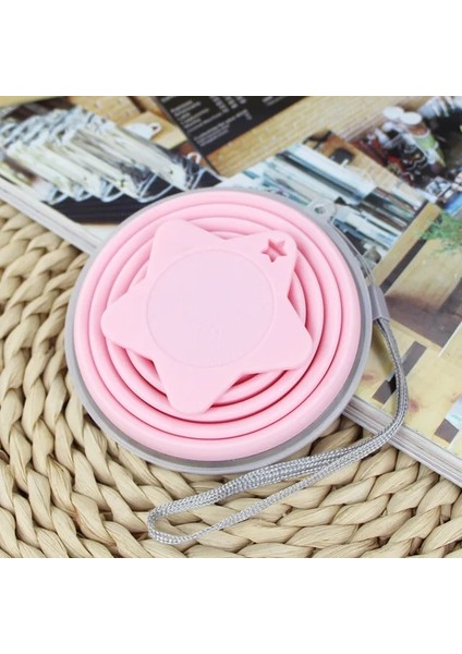 Pembe 270 ml Taşınabilir Katlanır Kahve Kupa Seyahat Tipi Kupa Silikon Katlanır Kullanışlı Kordonlu Kupa Seyahat Kapaklı Durulama Kupa Katlanabilir Fincan (Yurt Dışından)