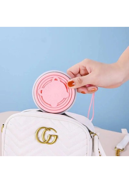 Pembe 270 ml Taşınabilir Katlanır Kahve Kupa Seyahat Tipi Kupa Silikon Katlanır Kullanışlı Kordonlu Kupa Seyahat Kapaklı Durulama Kupa Katlanabilir Fincan (Yurt Dışından)