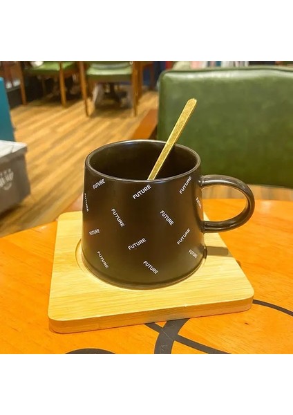 Temizle 240 ml Avrupa Tarzı Basit Kahve Fincan ve Tabak Seti Kaşık Restoran Ev Kahvaltı Öğleden Sonra Çay Süt Fincan Içecek Bardakları (Yurt Dışından)