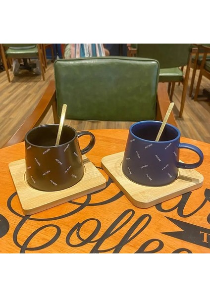 Temizle 240 ml Avrupa Tarzı Basit Kahve Fincan ve Tabak Seti Kaşık Restoran Ev Kahvaltı Öğleden Sonra Çay Süt Fincan Içecek Bardakları (Yurt Dışından)