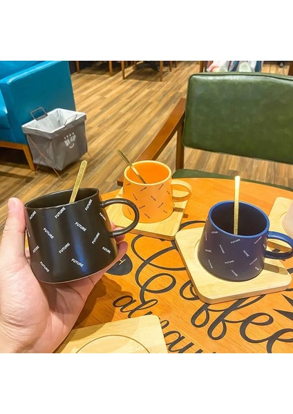 Temizle 240 ml Avrupa Tarzı Basit Kahve Fincan ve Tabak Seti Kaşık Restoran Ev Kahvaltı Öğleden Sonra Çay Süt Fincan Içecek Bardakları (Yurt Dışından)