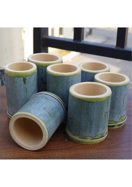 8.5x8 cm 300 ml 4 Adet Bambu Bardak Doğal Bardak Tüp Yeniden Kullanılabilir Pürüzsüz Kupalar Süt Çay Dondurma Pirinç Açık Partiler Barbekü Drinkware Iş (Yurt Dışından)