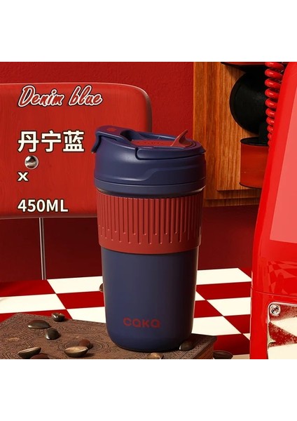 Mavi 350ML Mijia 350ML/450ML Çift Seramik Kahve Termos Sızdırmaz ve Kaymaz Araba Vakumlu Şişe Seyahat Yalıtım Fincan Su Isıtıcısı (Yurt Dışından)