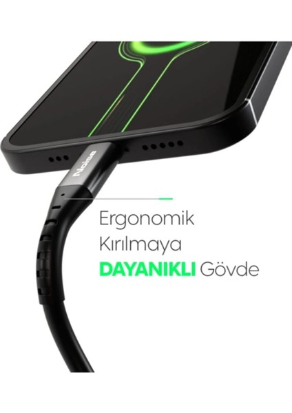 3 Metre Noise 300CM 3 Amper Siyah Type-C Hızlı Şarj & Data Kablo Samsung, Oppo,realme, Huawei, Xiaomi, Redmi Uyumlu