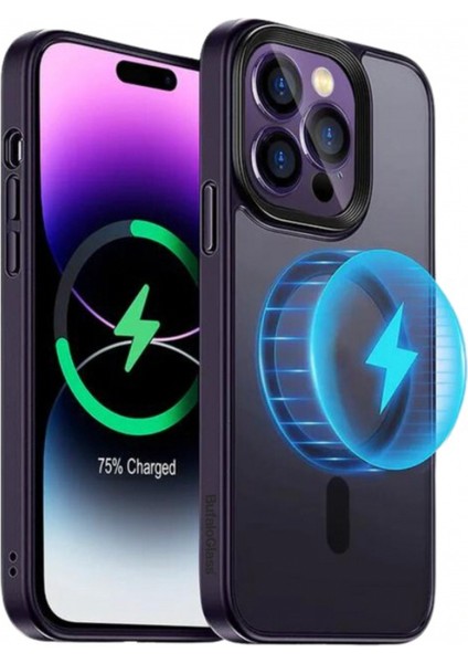 Bufalo Glass iPhone 14 Pro MagSafe Uyumlu Magnific Deep Purple Case Premium Derin Mor Kılıf