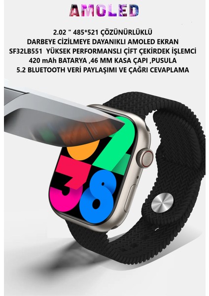 Vwar Watch 9 Hk9 Pro Amoled Ekran Akıllı Saat