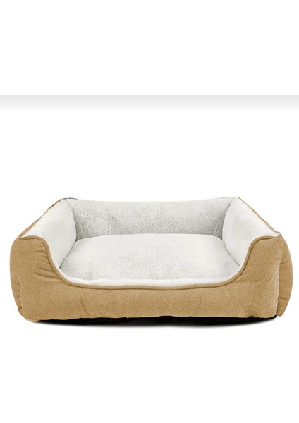 Peluş Köpek Yatağı-Silinebilir -Yıkanabilir-Orta Irk-Pofuduk Peluş Kahve mınder