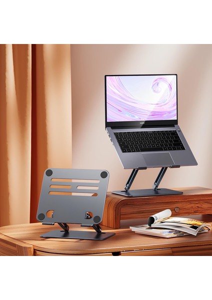 Hazır Kurulu Çelik Laptop Standı, Tüm Boyutlarda Laptop Uyumlu Sınırsız Açıda Ayarlanır Yükseltici