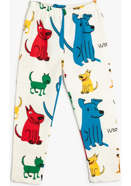 Jogger Eşofman Altı Hayvanlar Baskılı Beli Lastikli Pamuklu