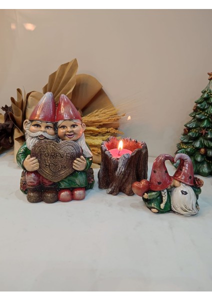 Gnome Yaşlı Çift Mumluk Seti Model 1 indirimleri