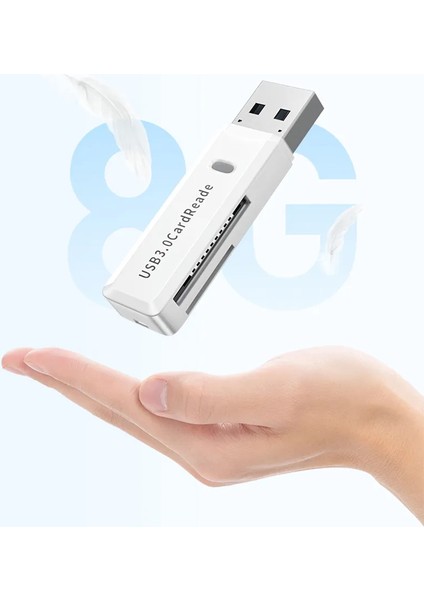 FXN-143 Tf USB Kart Okuyucu Bellek USB 3.0 Mikro Sd Kart USB Adapter Çevirici-Beyaz