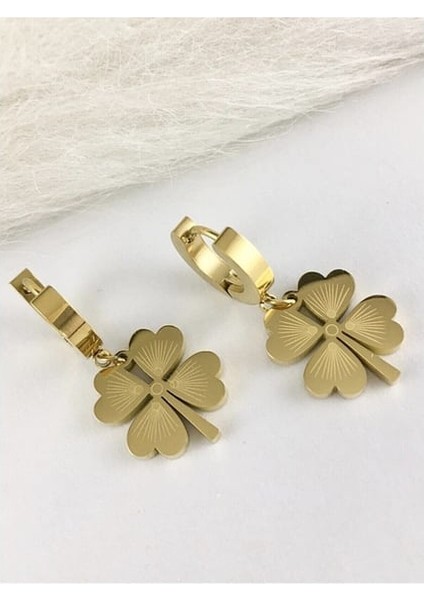 Minimal Gold Yonca Çelik Küpe fiyatları