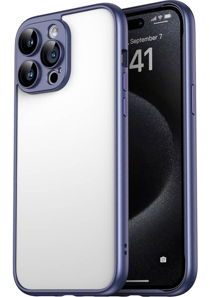 iPhone 15 Pro Max Kılıf Kamera Korumalı Renkli Kenar Sert Pc Şık Görünüm Kapak