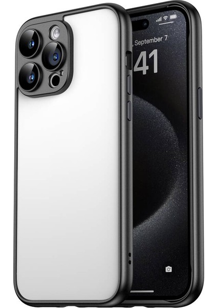 iPhone 15 Pro Max Kılıf Kamera Korumalı Renkli Kenar Sert Pc Şık Görünüm Kapak