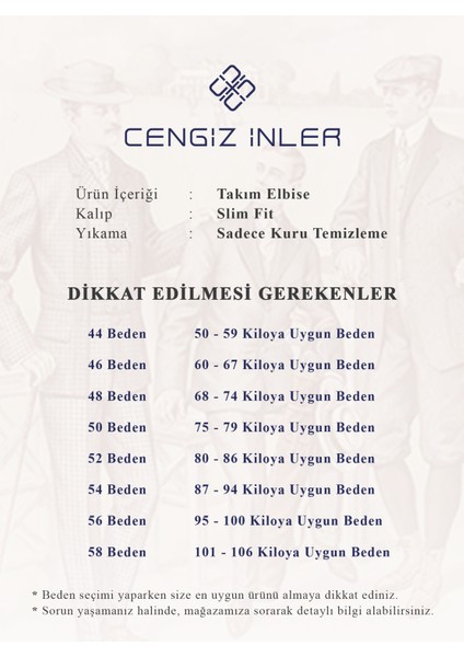 Cengiz İnler Silik Çizgi Çift Düğme 4 Drop Klasik Erkek Takım Elbise