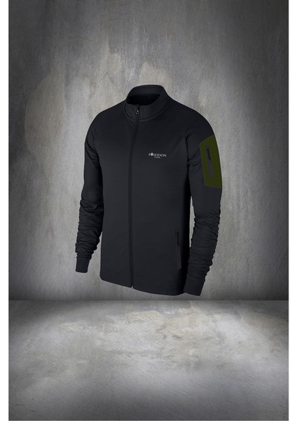 Büyük Beden Erkek Siyah Supra Penye Kumaş Cepli Fermuarlı Spor Eşofman Takımı (4XL- 10XL)