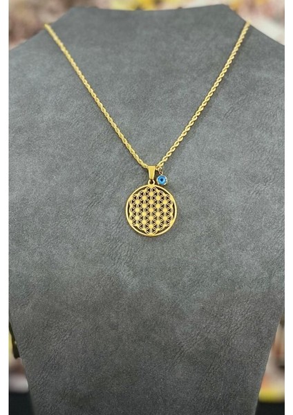 Kalın Zincir Nazar Boncuklu Çelik Hayat Ağacı Kolye 40 fiyatları