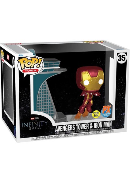 Avengers 2 Iron Man With Avengers Tower Glow-In-The-Dark Funko Pop! Town #35 Special Edition Figür