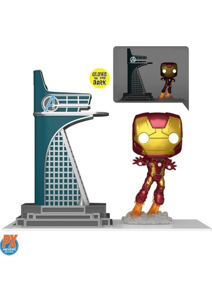 Avengers 2 Iron Man With Avengers Tower Glow-In-The-Dark Funko Pop! Town #35 Special Edition Figür