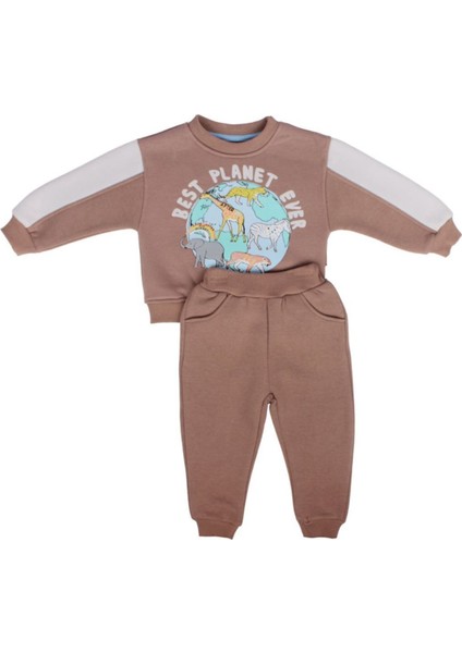 Erkek Çocuk Kahve Dünya 2'li Polar Takım