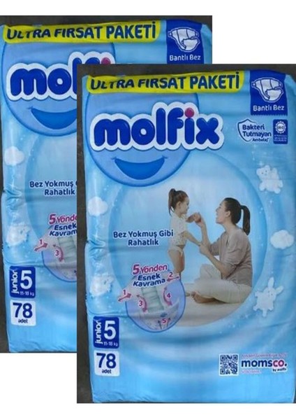 5 Numara 11-18 kg Junior Ultra Fırsat Paketi 78 Adet Bebek Bezi x 2