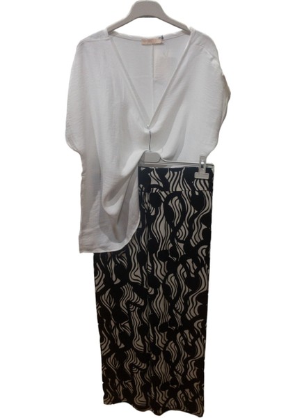 Büyük Beden Kısa Kol V Yaka Kadın T-Shirt Beyaz - 50 modelleri