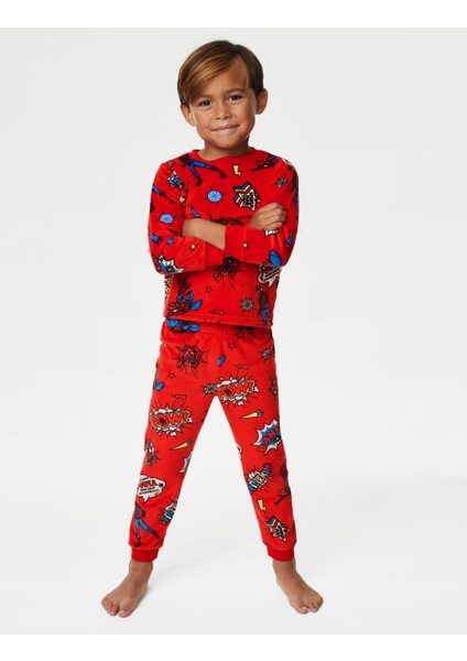 Marks & Spencer Spider-Man™ Uzun Kollu Kadife Pijama Takımı