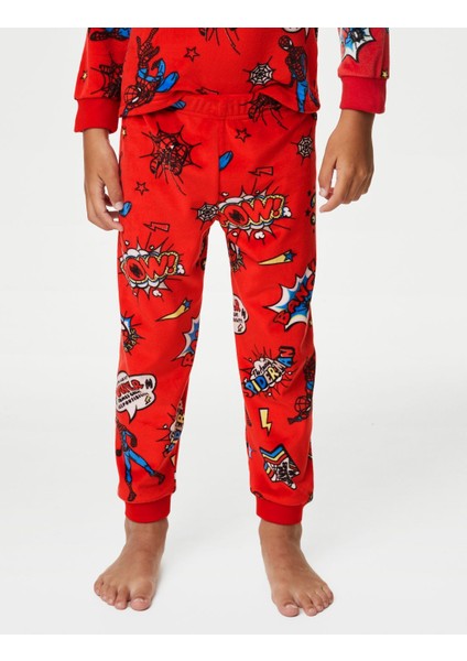 Marks & Spencer Spider-Man™ Uzun Kollu Kadife Pijama Takımı