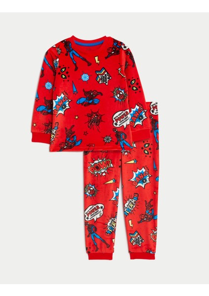 Marks & Spencer Spider-Man™ Uzun Kollu Kadife Pijama Takımı