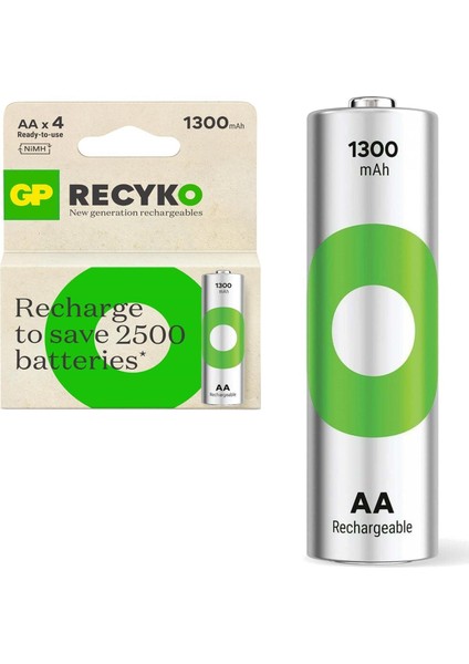 Şarjlı Pil Aa Kalem 1300MAH Ni-Mh (4 Adet) Gp Recyko