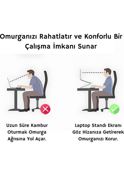 Hazır Kurulu Çelik Laptop Standı, Tüm Boyutlarda Laptop Uyumlu Sınırsız Açıda Ayarlanır Yükseltici