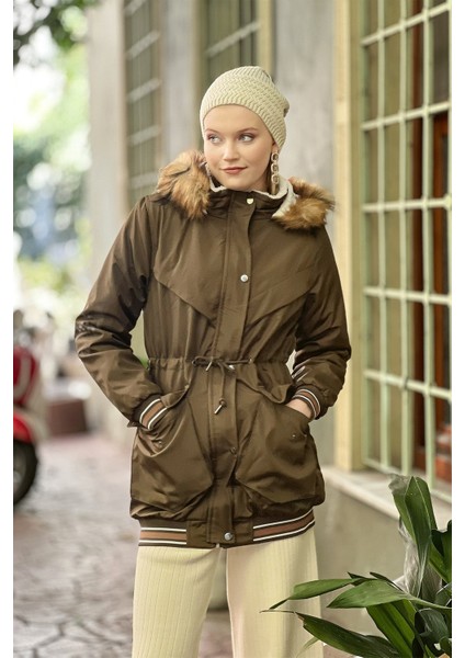 Etek Kol Ucu Şeritli Torba Cepli Kaban modelleri