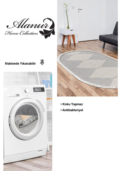 Dijital Salon Halısı Yıldız Deri Kaymaz Taban Saçaklı Oval Iskandinav Kay Lacivert modelleri