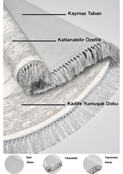 Dijital Salon Halısı Trend Keçe Kaymaz Taban Saçaklı Oval Modern Rana Yeşil