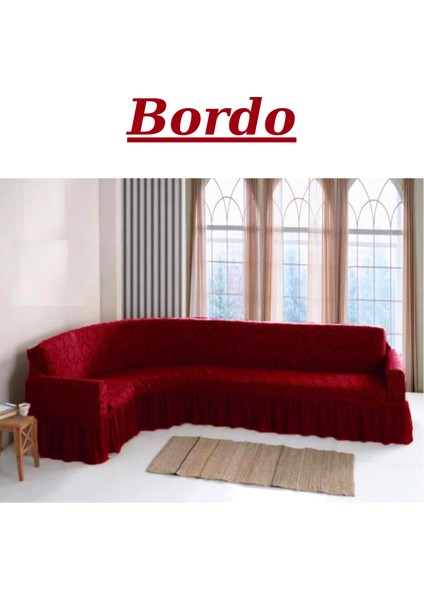 Jakarlı L Köşe Koltuk Örtüsü. Lastikli, Esnek, Yıkanabilir Koltuk, Kanepe, Çekyat Kılıfı